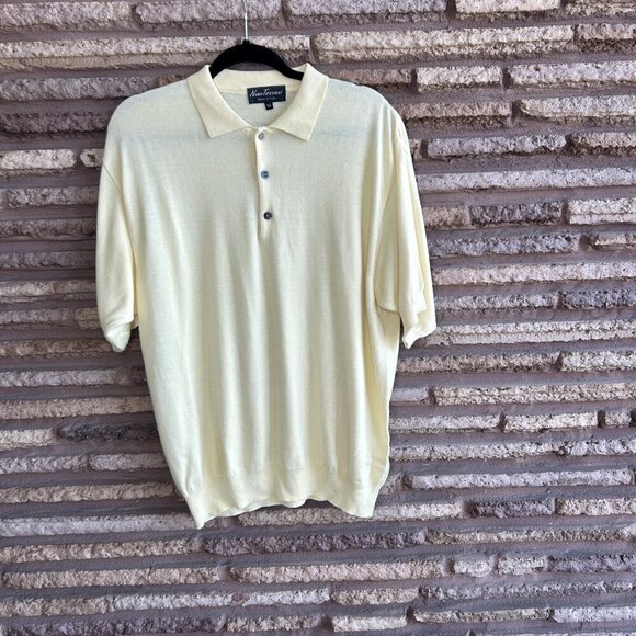 Nino Toscani Made in Italy Men's Vintage Yellow Henley Polo Sweater  Size M - Picture 7 of 7